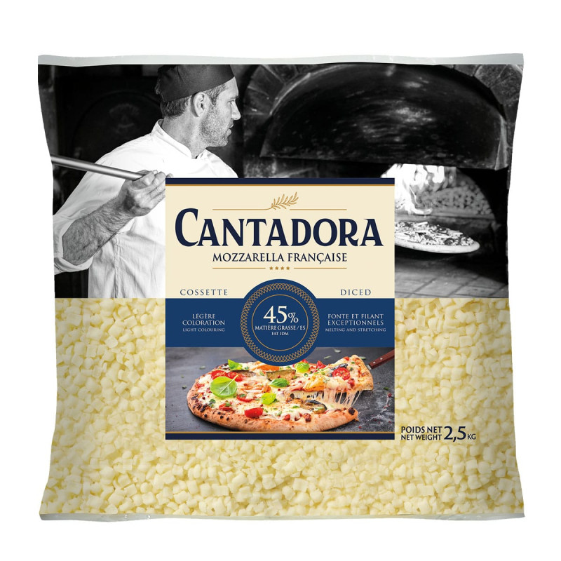 MOZZARELLA CANTADORA 100% PICADA 2,5KG X 4 (10 KG)